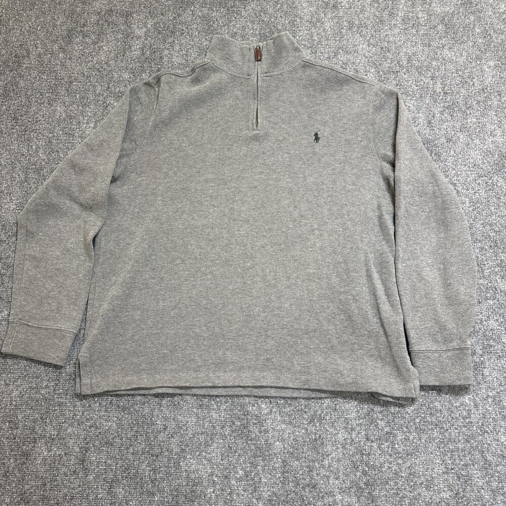 Ralph Lauren Men's Size Large Light Grey Cotton 1/4 Zip Sweater/Pullover